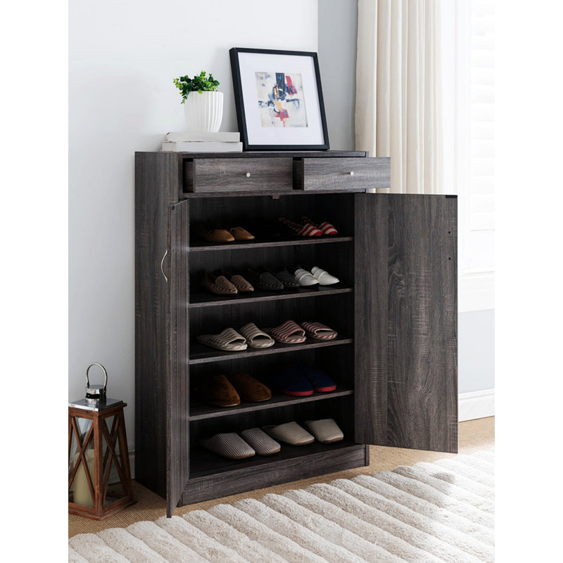 Armoire de rangement pour chaussures avec tablettes et tiroirs, organisateur de rangement pour chaussures pour la maison