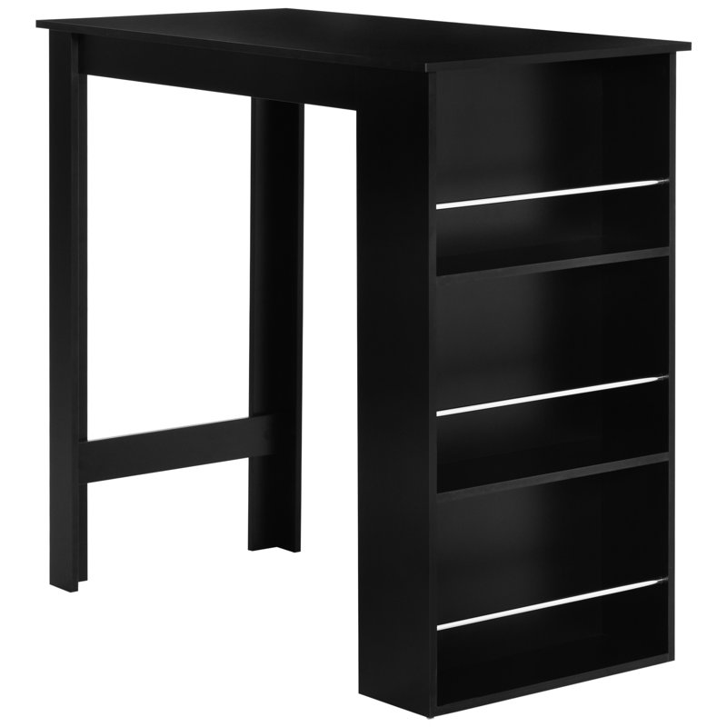 Table de bar noire avec tablettes de rangement, pièce moderne pour la cuisine et plus de salon 3, utilisation
