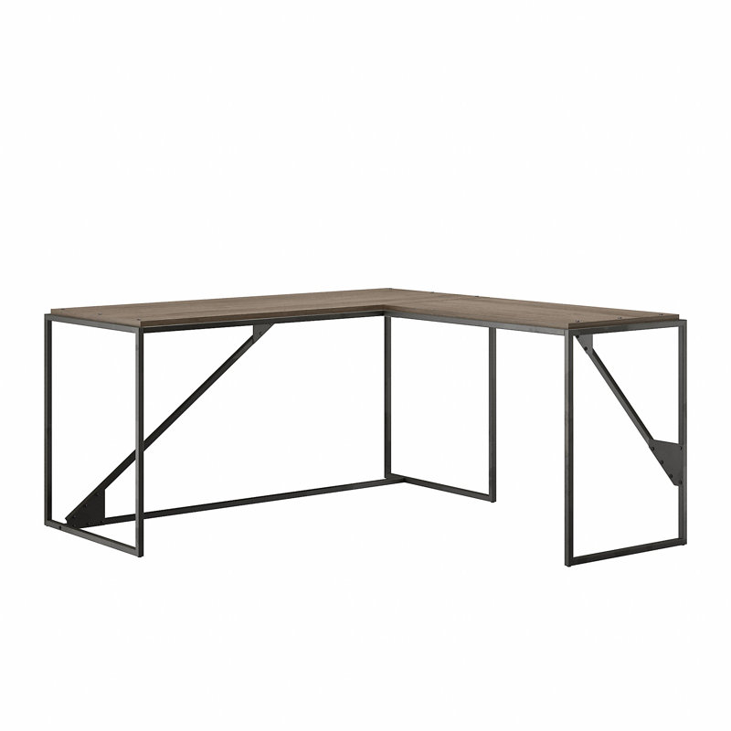 Bureau en L Ovia, Gris patiné