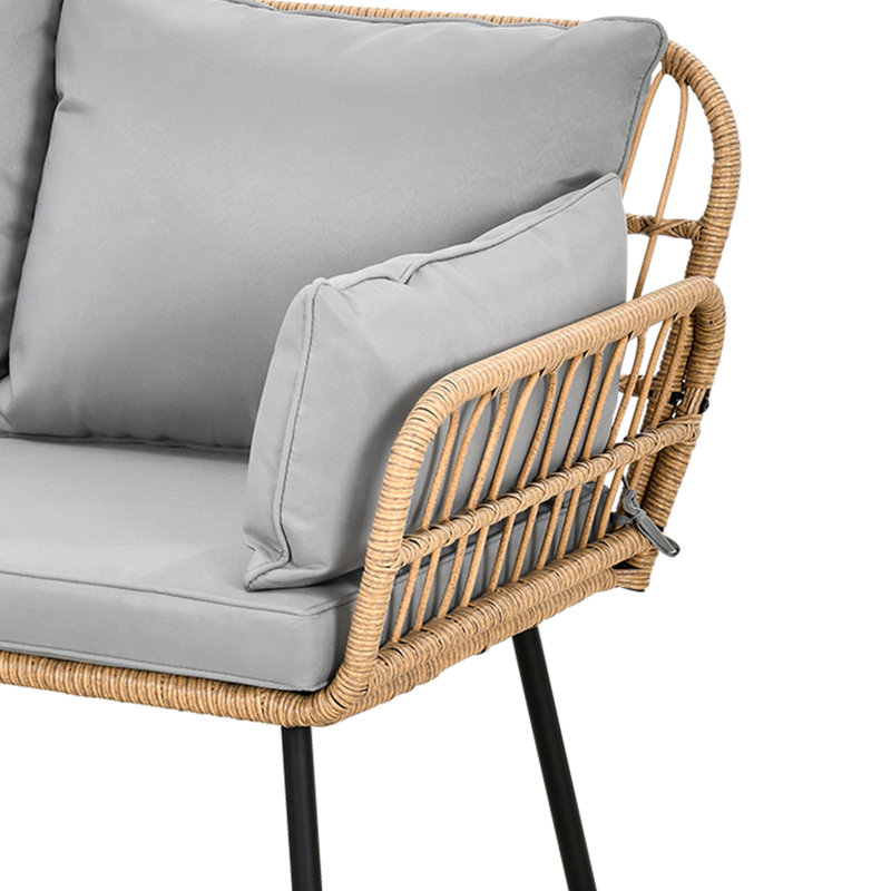 Outdoor PE Rattan Sofa Set – Weather-Resistant with Waterproof Cushions & Coffee Table