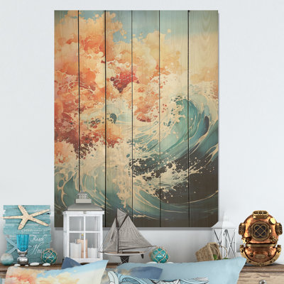 Coastal Storm Fusion - art en bois océan sur pin naturel