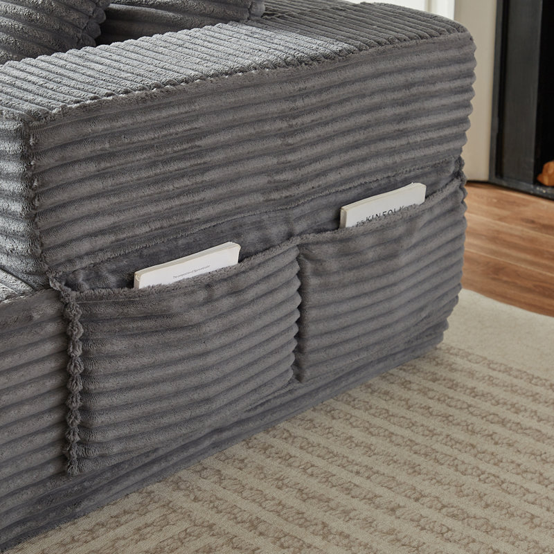 Très grand canapé de 137 pouces, Gray Corduroy