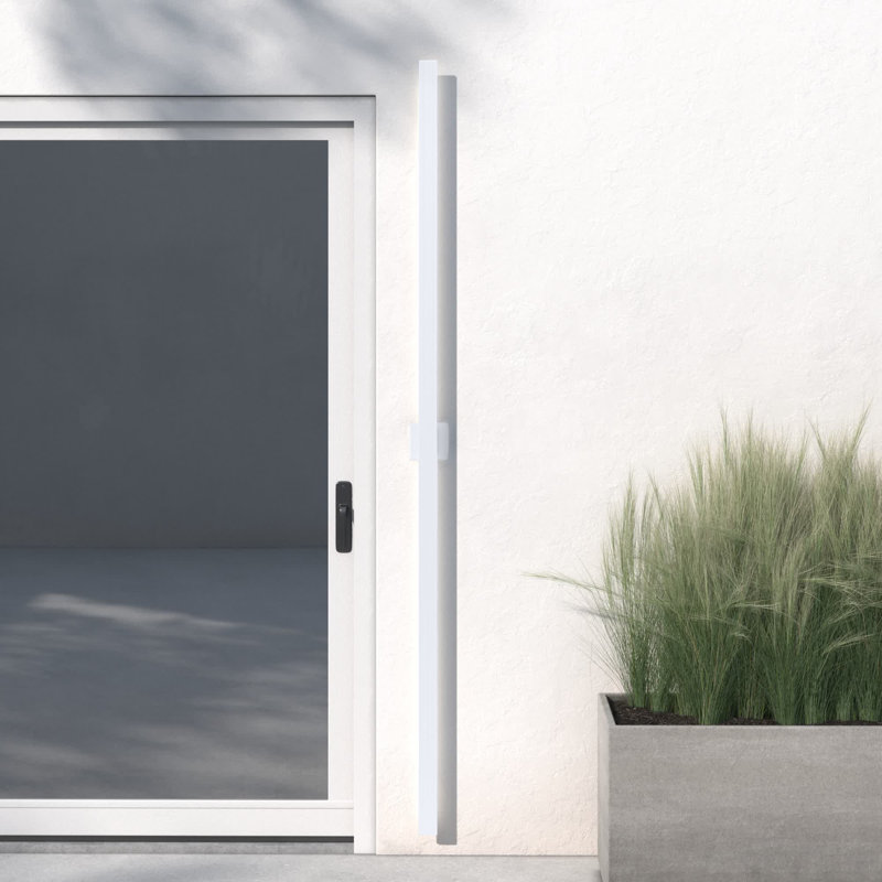 Replay Square 96'' H X 4.5'' W Aluminum LED Outdoor Wall Light, White