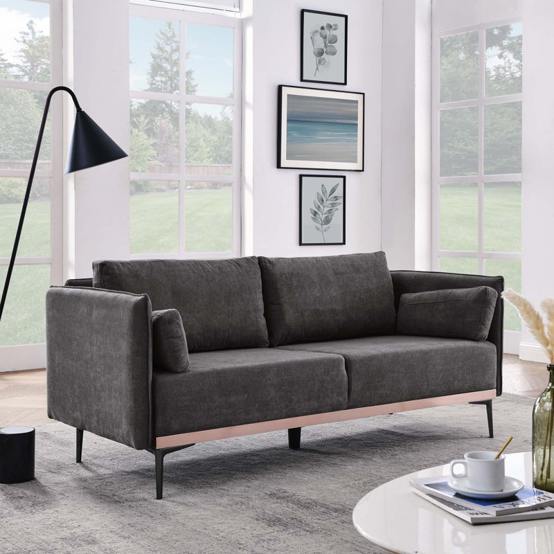 Jeconiah Upholstered 72.83'' Sofa, Gray 100% Linen, 32.28" H x 72.83" W x 31.88" D