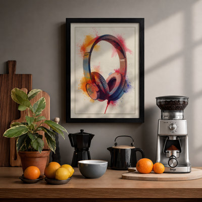 Headphones in Colour Modern - Framed Print