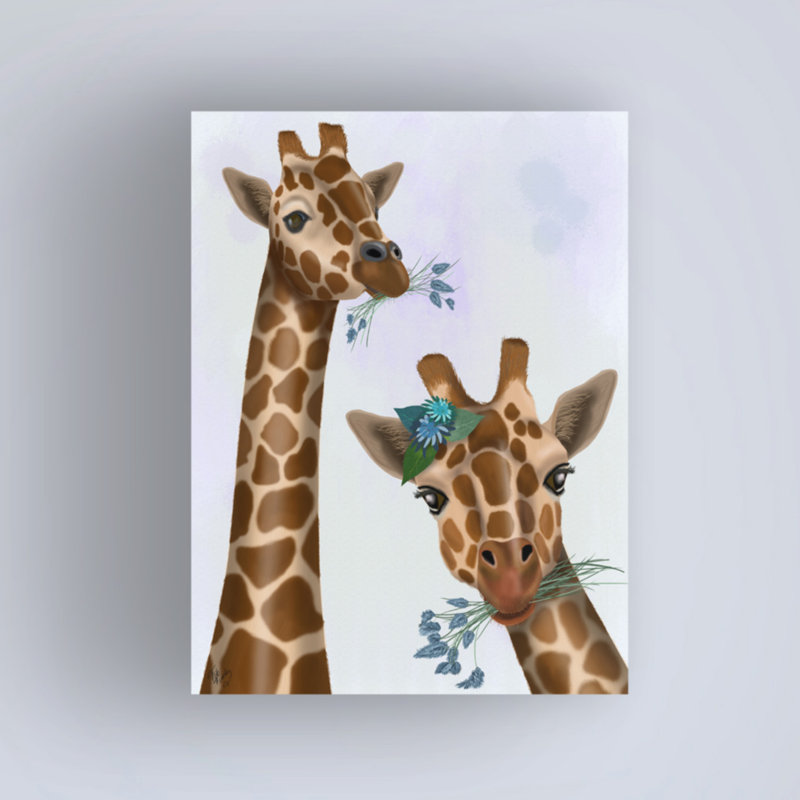 «Chewing Giraffe Duo» par Fab Funky, impression sur toile tendue