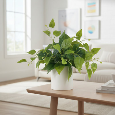 Décoration artificielle de lierre vert artificiel en pot de lierre vert avec pot en plastique pour la maison et le bureau