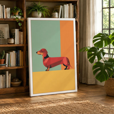 Geometric Dachshund Modern - Wrapped Canvas