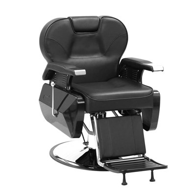 Chaise de barbier robuste 330LBS - Tabouret inclinable hydraulique avec repose-pieds pour salon de coiffure, spa beauté, argent et noir