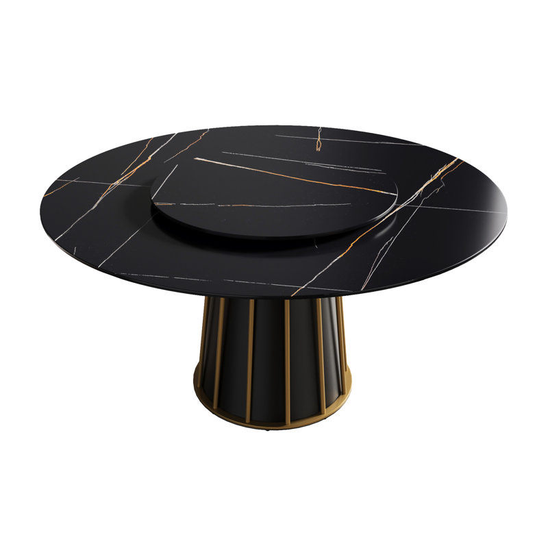 Table de salle à manger moderne 58,25 po avec base en fer noir et métal pouvant accueillir 8 personnes 31,5 po