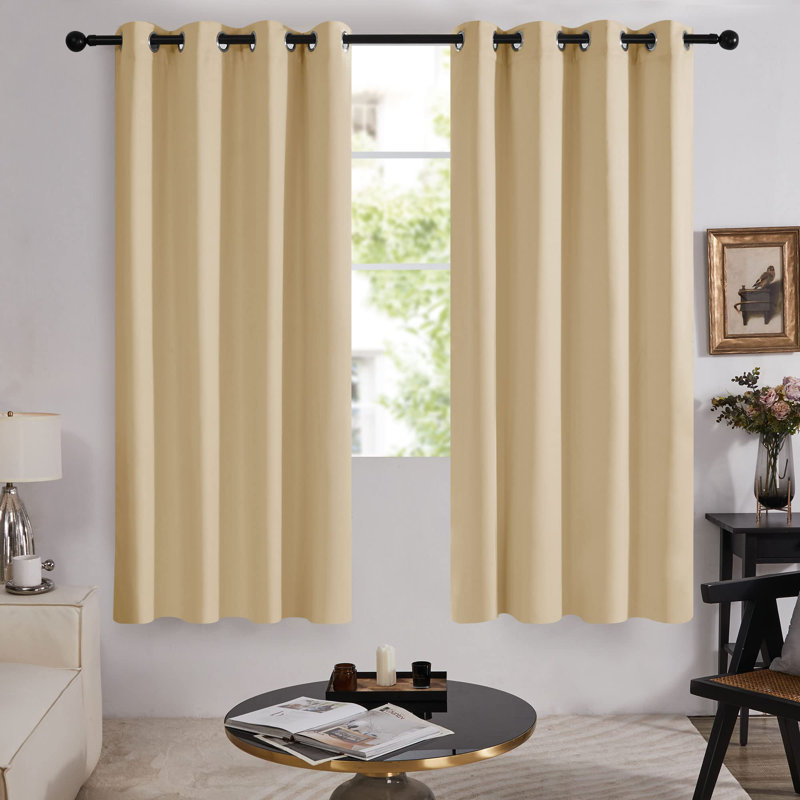 100 Percent Blackout with Liner Grommet Curtain Panel (Set of 4), 52" W x 72" L, Burlywood