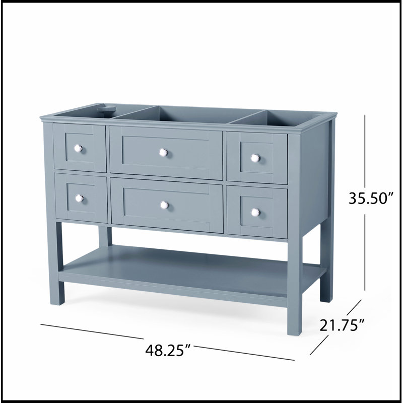 48" VANITY WITH BOTTOM SHELF STORAGE, Grey
