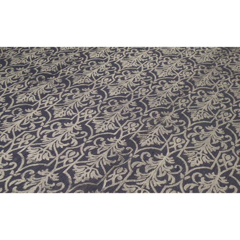 Damask Area Rug in Dark Blue