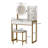Vanity Desk With LED Mirror And Power Outlet And Cushioned Stool-348203568