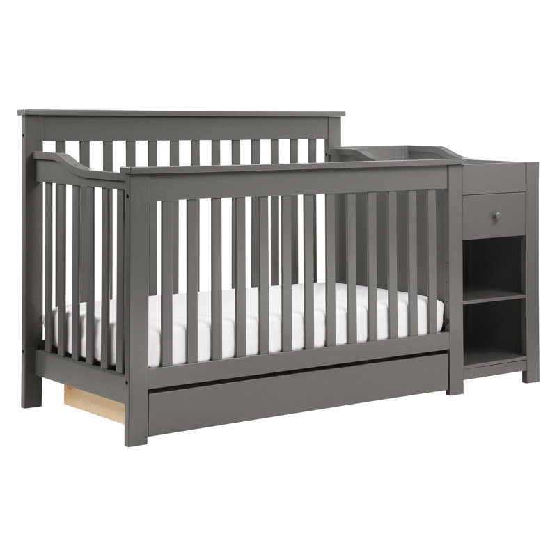 Piedmont 4-in-1 Convertible Crib and Changer with Storage, Slate