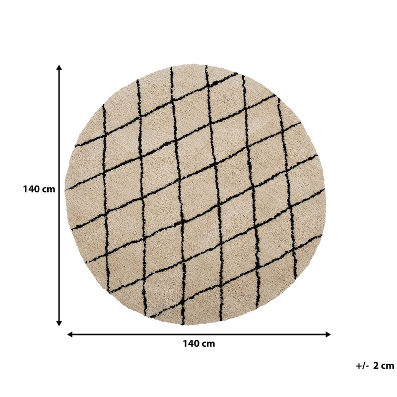 Genovese Round 140 cm x 140 cm Geometric Hand Woven Area Rug