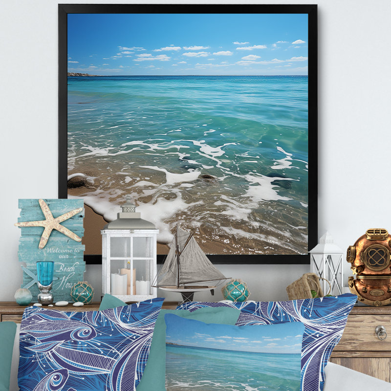 «Ocean Beach Serenity» sur impression sur toile, H 36 po x l 36 po x P 1,5 po, Cadre photo noir
