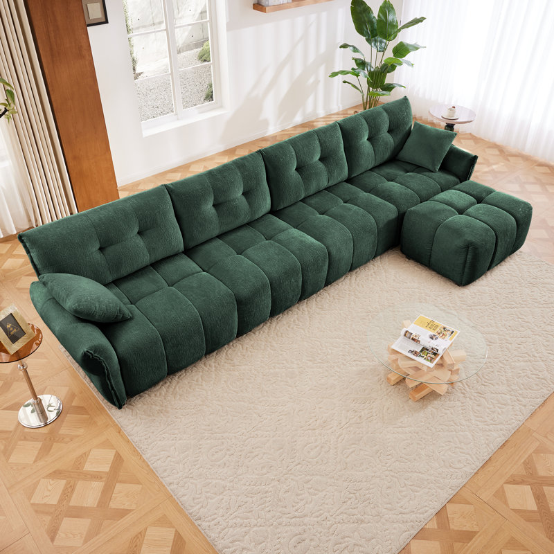 Modular Chenille Sofa, H 35,4 po x l 141,7 po x P 33,4 po, 4, Vert