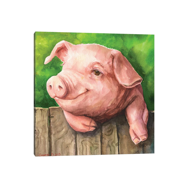 Little Piggy With Background by George Dyachenko - Painting on Canvas, Wrapped Canvas, 66.04cm H x 66.04cm W x 3.81cm D