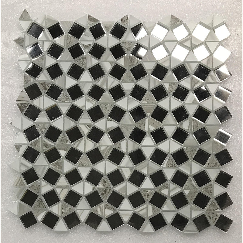 Carreau de mosaïque mural Art Déco 3 po x 3 po, Blanc Coretccia urbain / gris