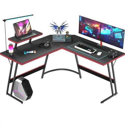 51.3"" to 58"" L -Shaped Gaming Computer Desk with Monitor Stand -  Inbox Zero, 7A12F71F27AB45309A50FF30661BF013