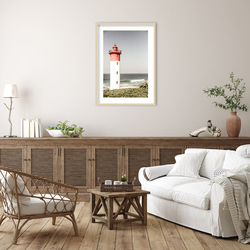 Oyster Box Lighthouse by Shot by Clint Wood Framed Wall Art Print, 41" H x 30" W, Brown