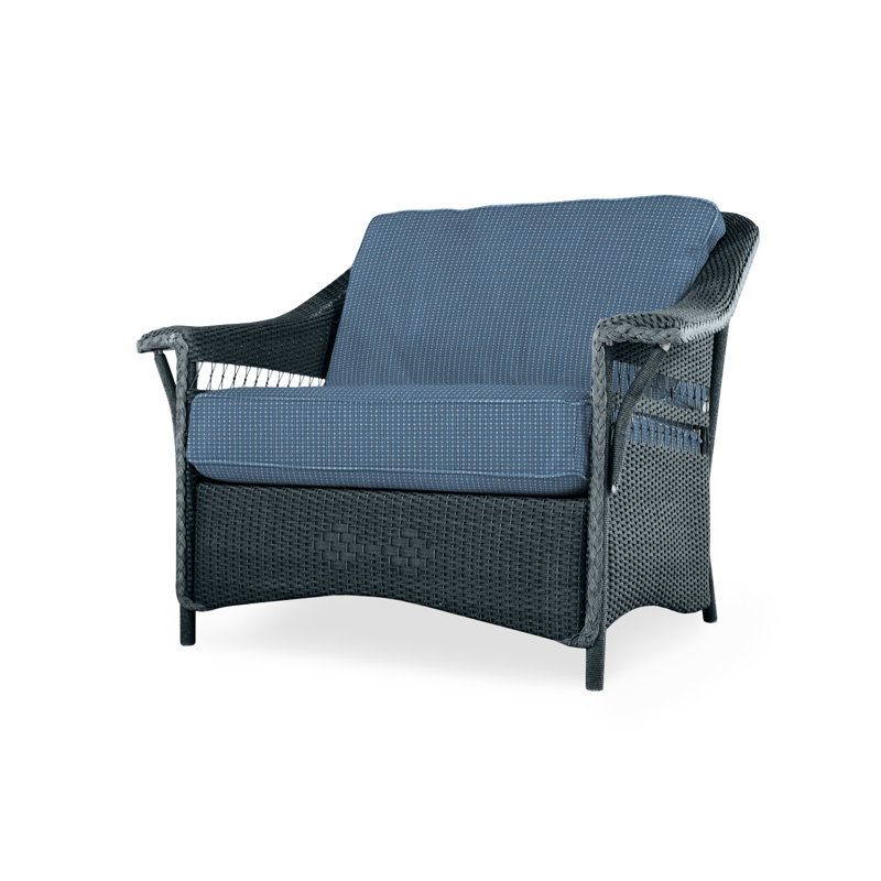 Nantucket Outdoor Lounge Chair, Bamboo Bay Sky, White