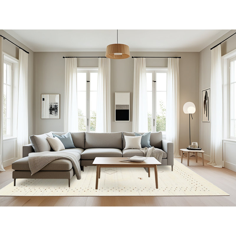 Tapis abstrait beige, Rectangle 8 pi x 12 pi