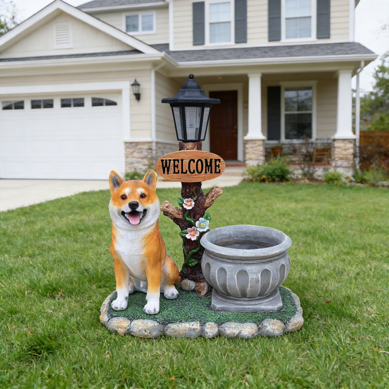 Décoration de jardin pour chien assis Akita