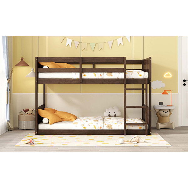 Ophelia & Co. Twin over Twin Floor Bunk Bed with Panelled Headboard and ...