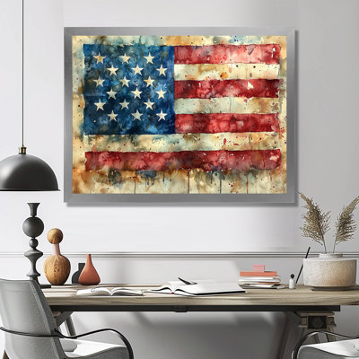 «Montelongo Vintage Usa Flag Memories V», art mural drapeau des États-Unis pour le salon
