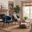 Chaises d'appoint modernes en tissu de velours avec structure en bois massif, chaises rembourrées pour le salon ou le coin lecture-782639056