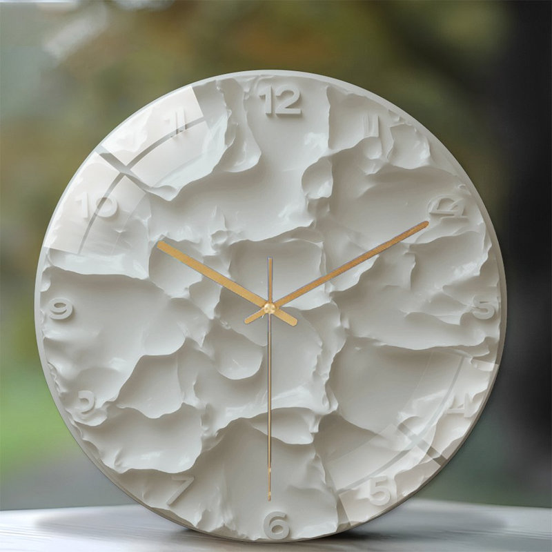 Modern Decorative 2D Wall Clock for Home Design Art - 12'' Modern Glass Wall Clock
