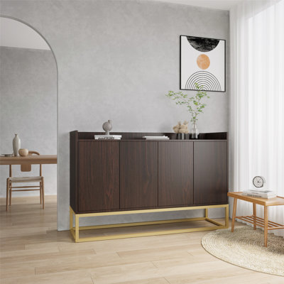 Buffet fonctionnel à 4 portes avec pieds carrés en métal