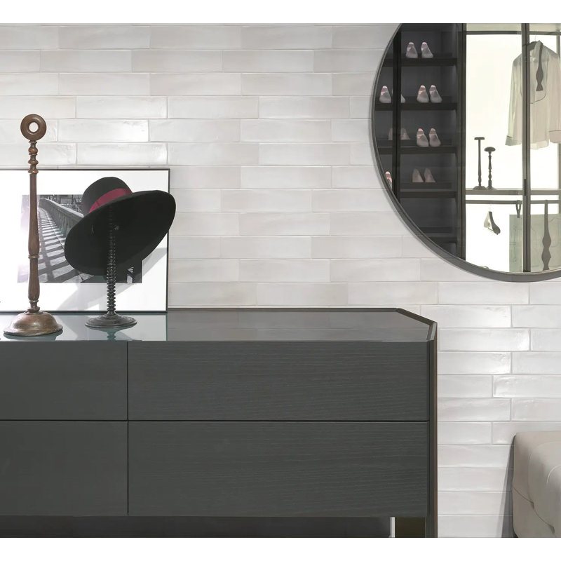 Laguna 3" x 12" Zellige Italian Subway Tile, Cotton White