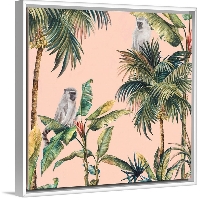 Reproduction d’art sur toile, "Tropicano I" par Eva watts, H 22 po x l 22 po x P 1,75 po, Cadre blanc