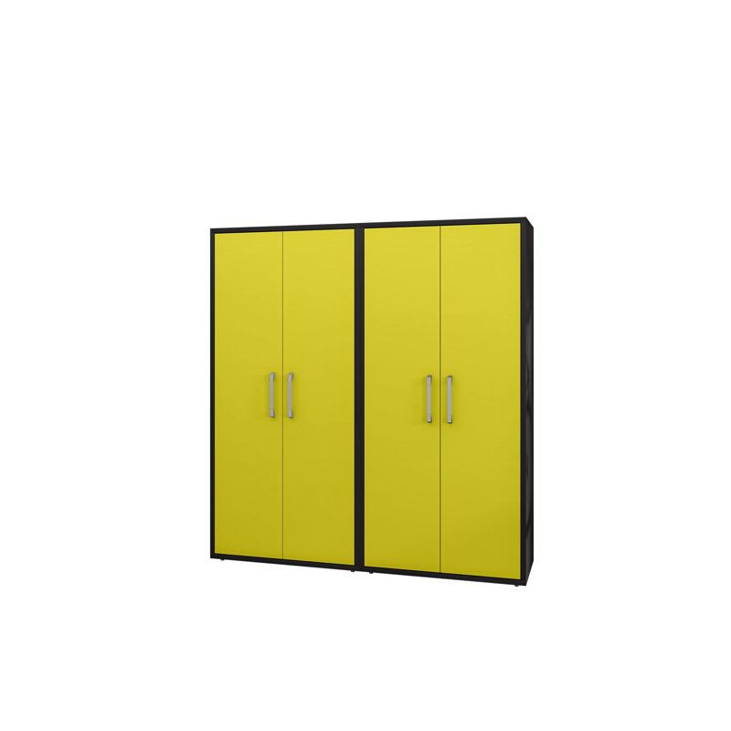 Aseem 2 Piece Single Storage Cabinet ( 73.43'' H x 70.86'' W x 17.72'' D), Black/Yellow