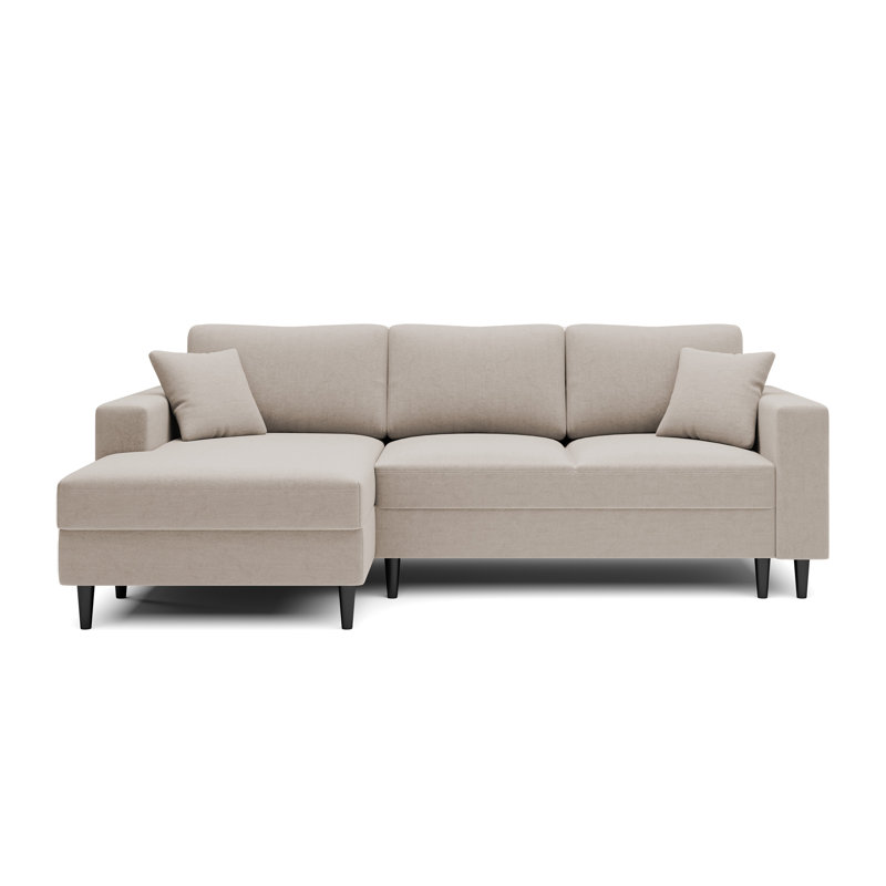 Ajten 3 Seater Velvet Sofa Bed, Left Hand Facing, Beige