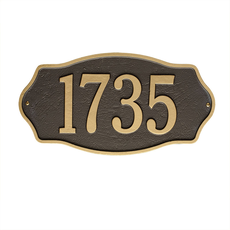 Hampshire 1-Line Wall Address Plaque, Bronze / Gold, Yes
