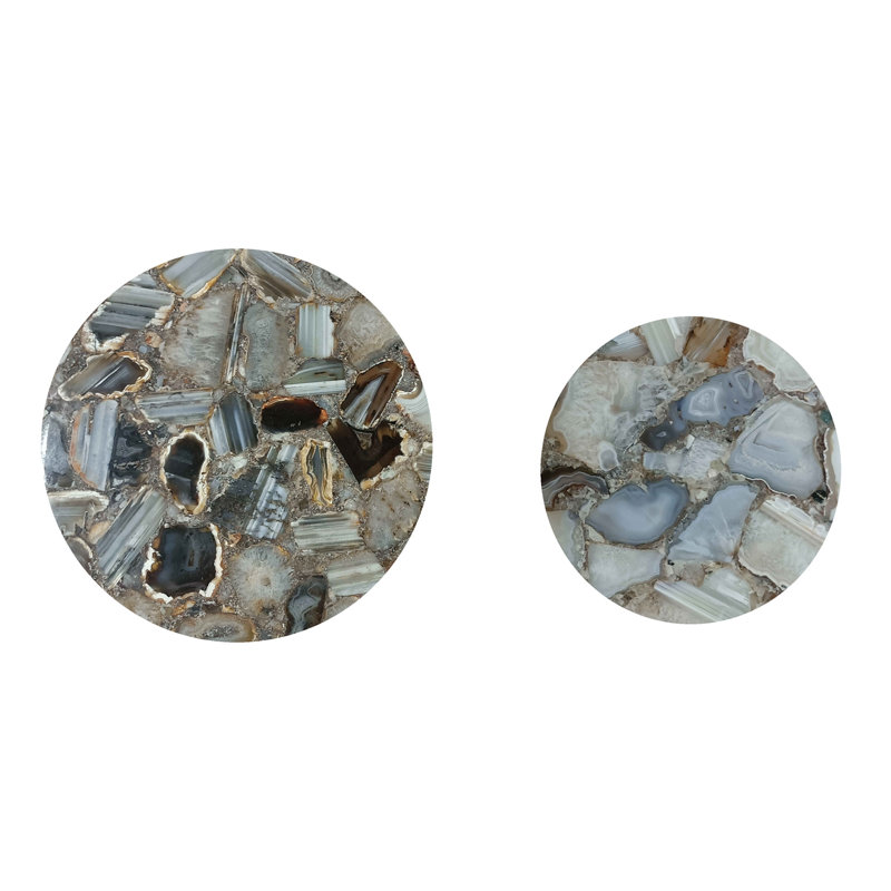 Mia Agate Stone and Iron Side Tables