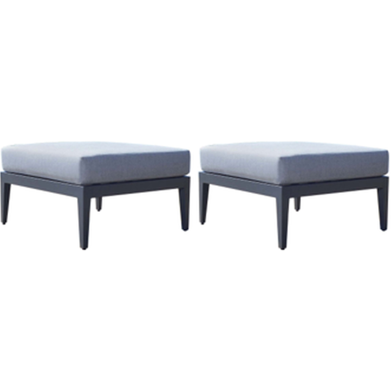 Thurgood Metal Outdoor Ottoman with Sunbrella® Cushion, Black Frame/Gray Cushion