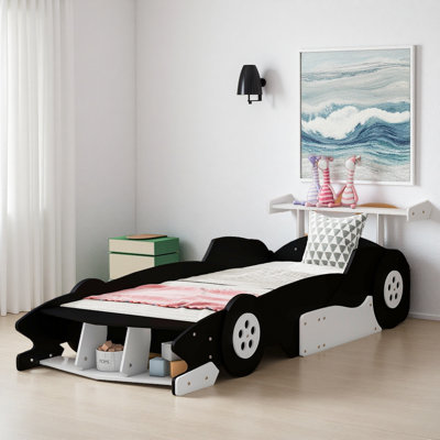 Kids Playful Design Race Car Theme Bed with Safety Guardrails
