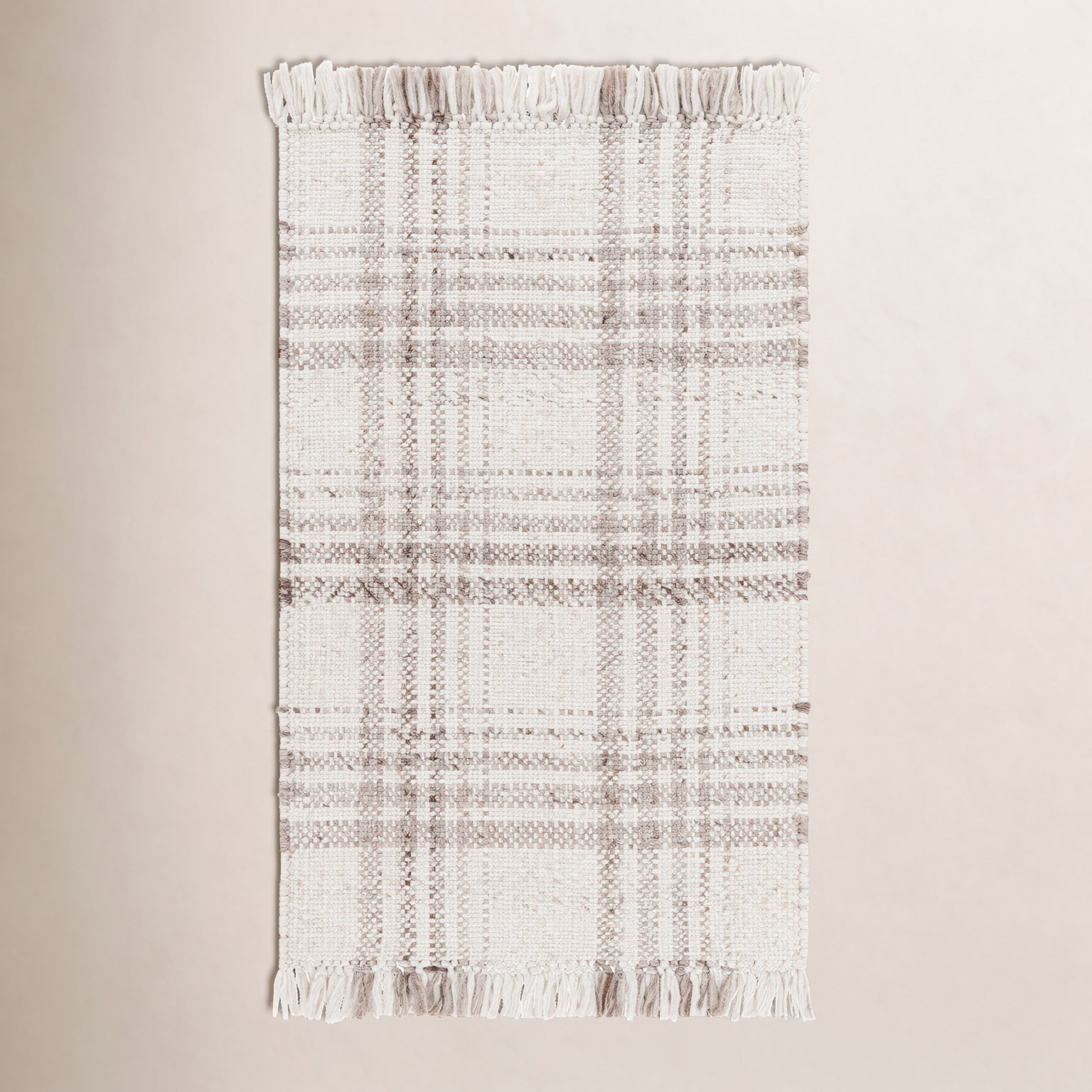 Cay Hand-Woven Taupe Plaid Rug, Rectangle 10' x 14'