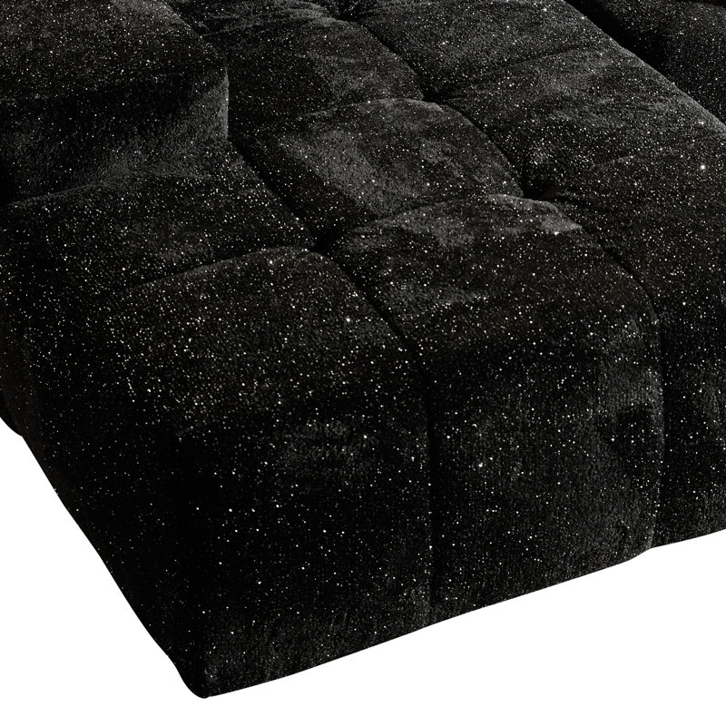 Canapé modulaire en tissu lurex argenté 2 pièces Boneless, Orienté à gauche (vu de face), Polyester noir