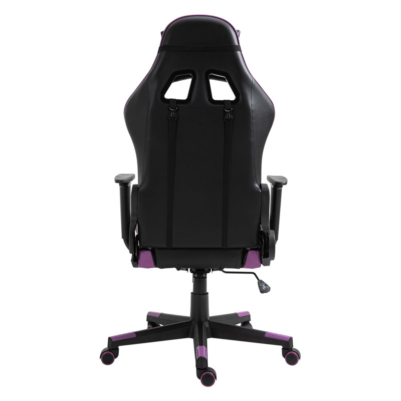 Inbox Zero Adjustable Reclining Ergonomic Swiveling PC & Racing Game Chair, Purple/Black