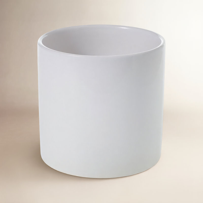 Handmade Ceramic Pot Planter, White, 6.25" H x 6.5" W x 6.5" D