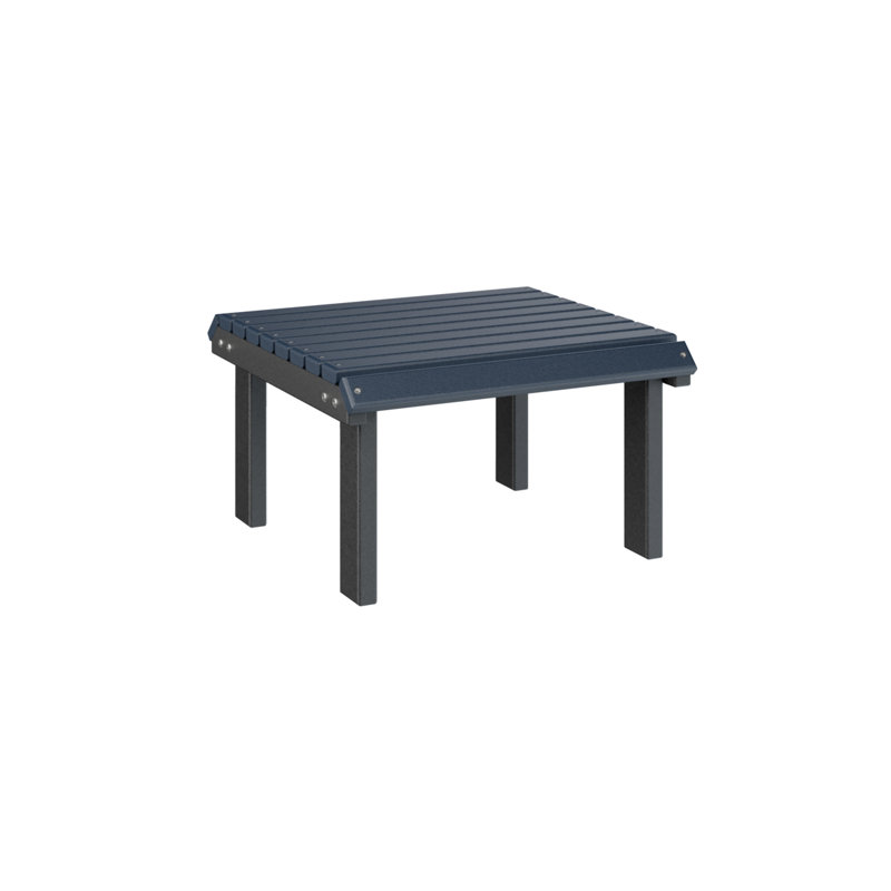 Outdoor Ottoman, Navy Blue Top/Black Base