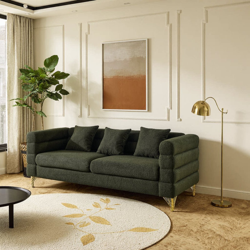 Canapé modulaire surdimensionné de 81 pouces à 3 places de 81 pouces - Tissu en peluche vert, confort profond pour le salon, la chambre à coucher et le bureau