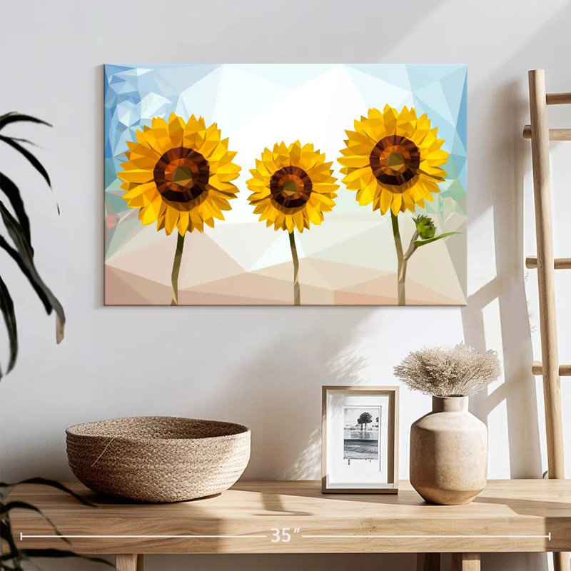 Tournesols géométriques, H 16 po x l 24 po