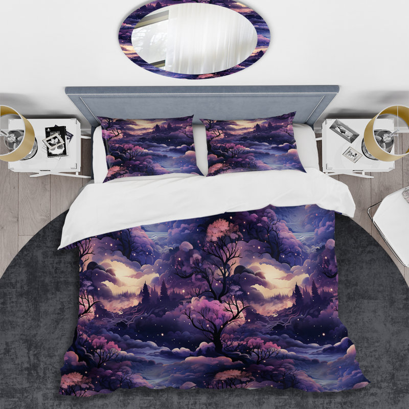 Ensemble de housse de couette Dusky Dreamscapes Moody, Housse de couette simple + 1 taie décorative stan